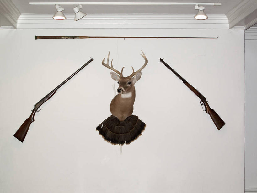 无人,横图,室内,白天,白色背景,正面,竞争,哺乳动物,鹿,野生动物,对抗,阴影,冲突,反射,标本,枪支,影子,墙,两把,破坏,墙壁,墙面,白色,动物,武器,可爱,战争,手枪,活泼,损坏,死亡,攻击,威胁,对立,矛盾,兵器,羊角,防御,枪械,来福枪,来复枪,弹夹,敌对,挫败,斗争,抗拒,抗衡,杀伤,威慑,殒命,灭亡,子弹夹,危险,彩图