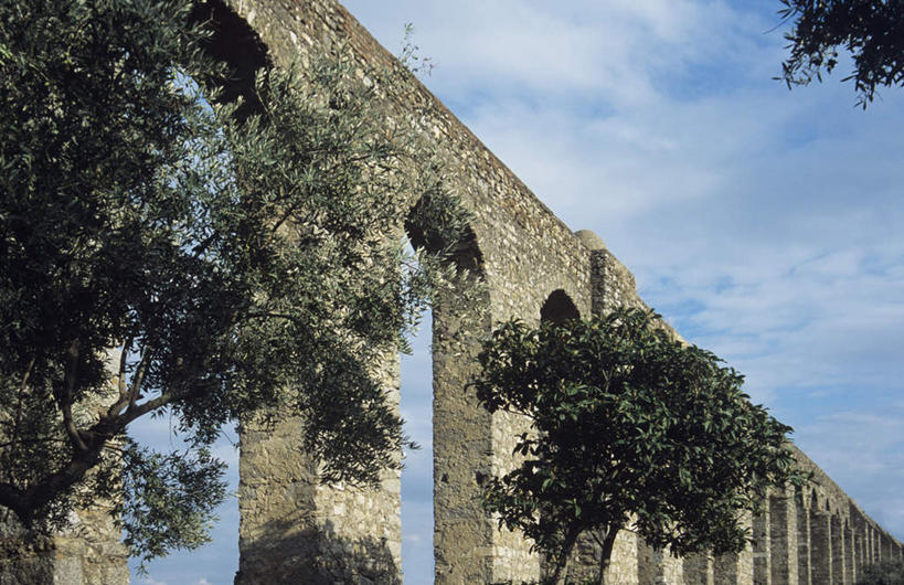 无人,横图,室外,白天,仰视,旅游,度假,石头,名胜古迹,植物,门,标志建筑,地标,建筑,葡萄牙,欧洲,遗迹,石子,墙,云,云朵,拱门,云彩,古迹,文物,娱乐,建设,古建筑,墙壁,墙面,树,树木,蓝色,绿色,白云,蓝天,天空,自然,门框,天,享受,休闲,旅游胜地,放松,生长,晴朗,成长,南欧,古文明,葡萄牙共和国,埃武拉,埃武拉区,石块,岩石,晴空,彩图,低角度拍摄