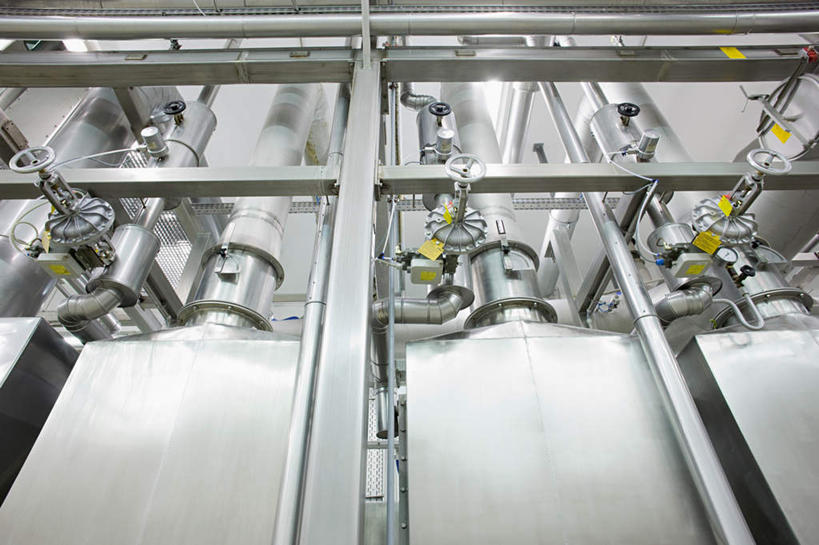 无人,工厂,横图,室内,白天,仰视,纯洁,机器,金属制品,金属,管子,银色,管道,机械,工业,信仰,高贵,雅致,产业,彩图,低角度拍摄,工地,制造厂