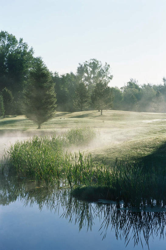 无人,竖图,室外,白天,正面,锻炼,运动,草地,草坪,湖,湖泊,沙滩,水,植物,飞溅,溅,高尔夫,沙子,湖面,水流,水面,云,云朵,沙地,云彩,沙坑,草,树,树木,绿色,白云,天空,自然,湖水,天,生长,成长,喷洒,高尔夫运动,体育,彩图,健身