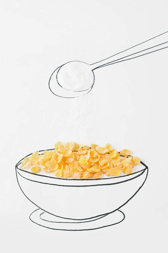 无人,竖图,俯视,插画,室内,特写,白天,数码,科技,餐具,阴影,网络,碟子,盘,勺子,谷类,白糖,高光,几何,计算机图形,合成,图画,洒,画,一个,黄色,盘子,调羹,碟,汤匙,单个,电脑合成图,数码合成图,简单,漫画,写实,具体,具象,彩图,高角度拍摄