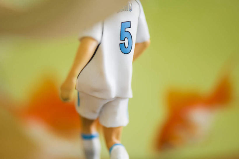 一个人,无人,运动员,走,横图,室内,特写,白天,运动服,水,玩具,仅一个男性,仅一个人,两条,朦胧,模糊,透明,金鱼,鱼,人偶,液体,水滴,鱼缸,玻璃制品,仅一个年轻男性,背面,橙色,运动服装,游动,男人,男性,年轻男性,体育运动员,运动选手,走路,半身,彩图