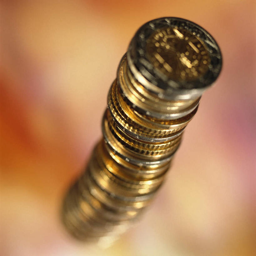 无人,方图,俯视,室内,特写,白天,钱,静物,许多,阴影,黄色背景,朦胧,模糊,反射,钱币,影子,叠加,金融,叠放,经济,流通,贸易,货币,现金,硬币,彩图,高角度拍摄