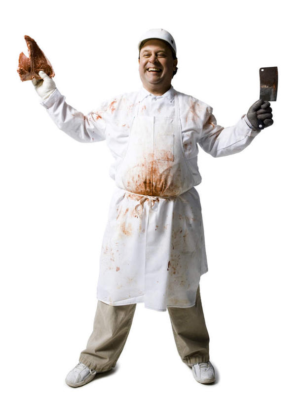 西方人,一个人,站,笑,微笑,竖图,室内,白天,白色背景,正面,工作服,运动鞋,烹饪,西餐,安全,帽子,鞋子,金属制品,欧洲,欧洲人,仅一个男性,仅一个人,仅一个中年男性,戴,握,服装,金属,工具,肉,牛排,牛肉,料理,食品,刀具,防护,拿,拿着,注视,菜肴,美食,肉类,食物,衣服,手套,刀,观察,看,站着,西式,握着,摄影,服饰,佳肴,影棚,观看,休闲鞋,保护,戴着,察看,衣着,穿着,关注,菜刀,保险,厨师帽,肉食,保全,周全,安稳,安定,防护手套,切菜刀,屠夫,衣饰,平安,男人,男性,中年男性,白种人,站立,彩图,全身,影棚拍摄,拍摄