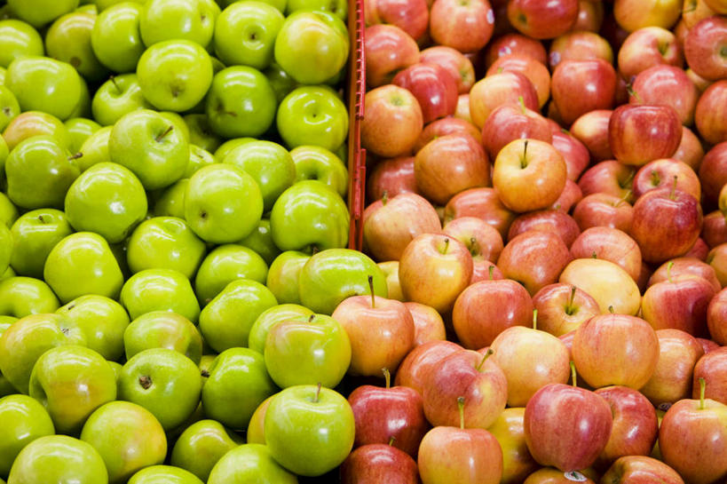 无人,横图,俯视,室内,特写,白天,苹果,水果,一堆,许多,堆叠,堆积,新鲜,生食,食品,果实,很多,食物,红色,绿色,青苹果,有机食品,绿色食品,堆,彩图,高角度拍摄