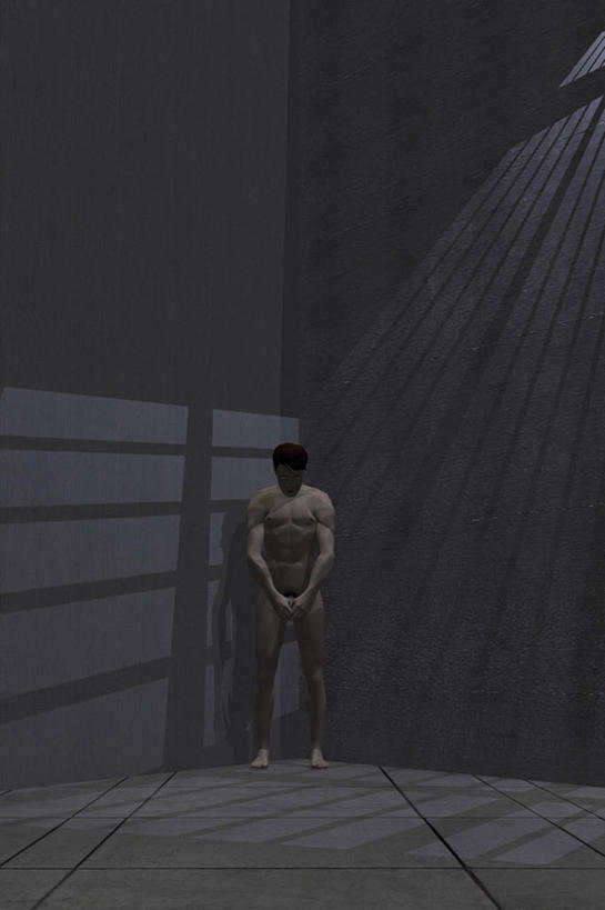西方人,一个人,无人,站,竖图,室内,白天,正面,数码,科技,欧洲,欧洲人,仅一个男性,仅一个人,阴影,光线,网络,影子,墙,灯光,地面,高光,几何,计算机图形,合成,墙壁,墙面,仅一个年轻男性,手放前,站着,监狱,电脑合成图,数码合成图,监禁,束缚,罪犯,合成图,囚禁,关押,监牢,牢狱,写实,具体,具象,监管,禁闭,男人,男性,年轻男性,白种人,看守,站立,彩图,全身