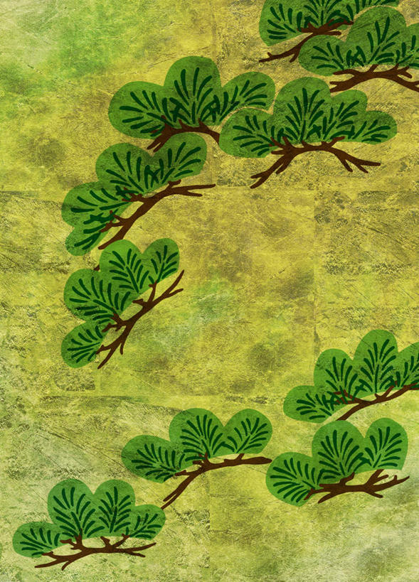 无人,竖图,插画,室内,白天,背景,正面,数码,科技,植物,松树,叶子,阴影,网络,纹路,纹理,绿叶,高光,几何,计算机图形,合成,图画,画,树,树木,黄色,绿色,自然,金色,嫩叶,生长,成长,电脑合成图,数码合成图,漫画,写实,具体,具象,叶,叶片,彩图