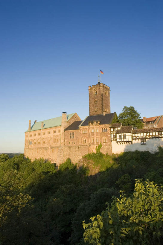 无人,竖图,室外,白天,正面,旅游,度假,石头,森林,树林,植物,标志建筑,地标,建筑,德国,欧洲,阴影,光线,石子,影子,堡垒,城堡,围墙,长春藤,常春藤,娱乐,建设,树,树木,蓝色,绿色,蓝天,天空,阳光,自然,天,享受,休闲,旅游胜地,放松,生长,晴朗,成长,西欧,要塞,万里无云,德意志联邦共和国,永恒,不朽,忠实,洋常春藤,设防,图林根,石块,晴空,晴空万里,彩图,图林根州,常青藤