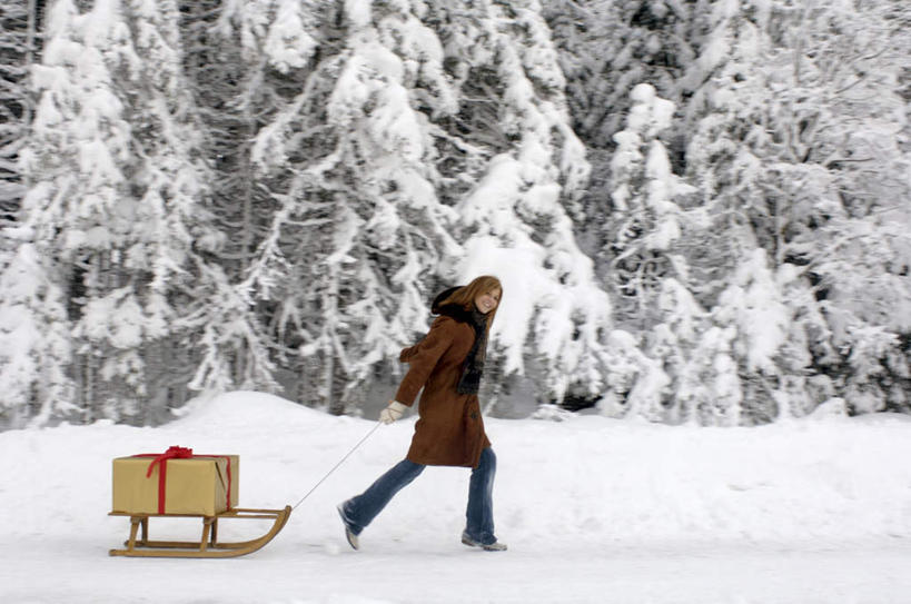 西方人,一个人,走,拉,笑,微笑,露齿笑,横图,室外,白天,侧面,雪,植物,大雪,松树,礼盒,礼物,欧洲,欧洲人,仅一个年轻女性,仅一个女性,仅一个人,纸盒,积雪,雪景,冬天,注视,休闲装,盒子,树,树木,绿色,自然,包装盒,礼品盒,观察,看,休闲,休闲服,拖,礼品,生长,成长,观看,雪橇,察看,关注,年轻女性,女人,女性,白种人,步行,散步,走路,彩图,全身