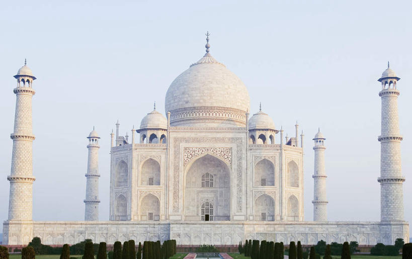 无人,横图,室外,白天,仰视,旅游,度假,草地,草坪,名胜古迹,植物,地标,泰姬陵,印度,亚洲,阴影,遗迹,光线,影子,古迹,文物,娱乐,古建筑,草,树,树木,绿色,天空,阳光,自然,天,享受,休闲,旅游胜地,放松,生长,成长,陵墓,南亚,古文明,世界文化遗产,泰姬.马哈尔陵,伊斯兰建筑,泰姬玛哈,世界七大奇迹,彩图,低角度拍摄,标志性建筑