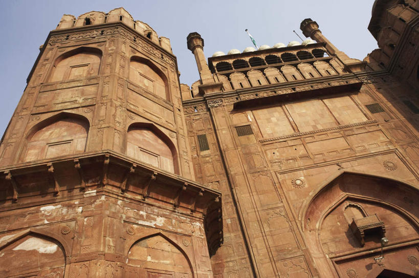 无人,家,宫殿,横图,室外,白天,仰视,旅游,度假,名胜古迹,标志建筑,地标,建筑,印度,亚洲,遗迹,房屋,屋子,古迹,文物,娱乐,建设,古建筑,楼房,住宅,蓝色,蓝天,天空,天,享受,休闲,旅游胜地,放松,晴朗,古堡,南亚,古文明,万里无云,印度共和国,北方邦,阿格拉堡,阿格拉红堡,红堡,晴空,晴空万里,彩图,低角度拍摄,房子