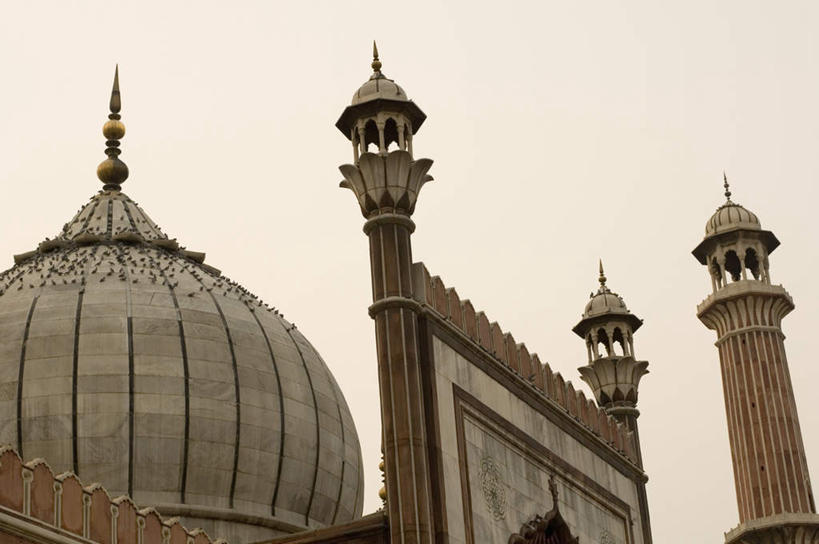 无人,横图,室外,白天,仰视,旅游,度假,名胜古迹,门,标志建筑,地标,建筑,印度,亚洲,节日,遗迹,柱子,墙,塔,古迹,文化,文物,娱乐,建设,古建筑,墙壁,墙面,祈祷,享受,休闲,健康,旅游胜地,放松,许愿,宗教,信仰,纪念,祈求,伊斯兰教,清真寺,南亚,古文明,印度共和国,贾玛清真寺,贾玛寺,旧德里,平安,彩图,低角度拍摄