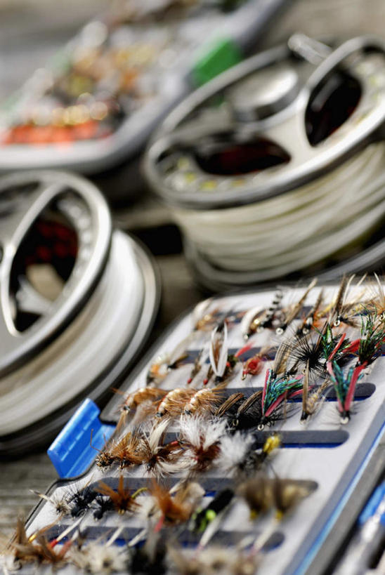 无人,竖图,俯视,室外,特写,白天,桌面,桌子,静物,一排,许多,阴影,朦胧,模糊,整齐,光线,木制,钩子,影子,排列,两个,阳光,木制品,容器,储藏,渔具,鱼钩,储存,队列,鱼线轮,卷线器,彩图,高角度拍摄,钓鱼,贮存