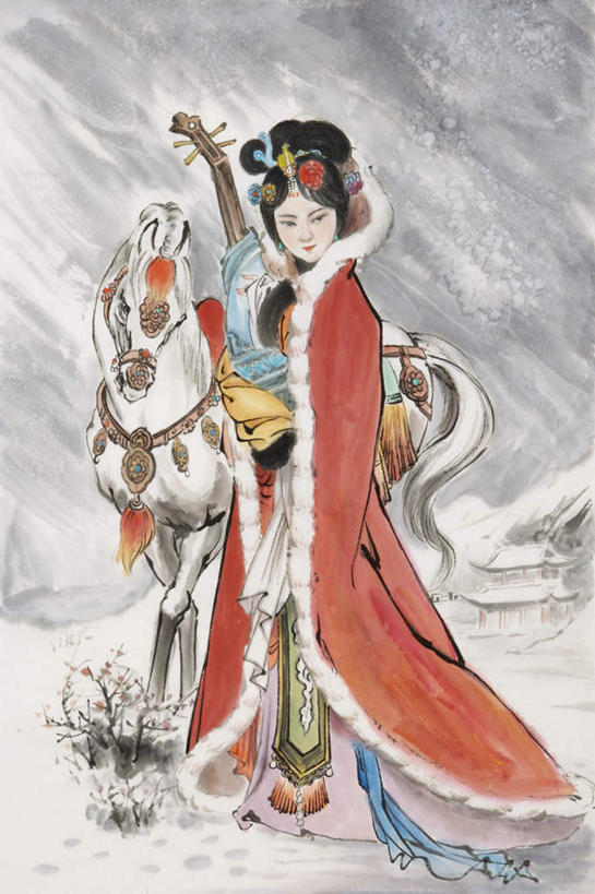 无人,站,竖图,插画,室内,白天,正面,民族服装,数码,科技,雪,大雪,马,野生动物,阴影,装饰,网络,头饰,积雪,雪景,冬季,冬天,乐器,琵琶,弦乐器,高光,几何,计算机图形,合成,图画,注视,发簪,一匹,画,动物,发饰,饰品,观察,看,站着,寒冷,美女,运输,牲畜,观看,华丽,修饰,点缀,电脑合成图,数码合成图,察看,合成图,关注,弹拨弦鸣乐器,漫画,配饰,写实,具体,具象,衬托,美观,雅致,雅观,簪子,严寒,玉人,袍子,佳人,民乐之王,站立,彩图,全身,传统服装,民俗服,四大美女,明妃,皓月,落雁,王昭君,王嫱,弹拨弦乐器,丽人,美人