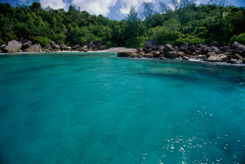 无人,横图,室外,白天,正面,旅游,度假,海浪,海洋,石头,美景,树林,植物,非洲,塞舌尔,阴影,光线,石子,影子,景观,浪花,云,云朵,云彩,娱乐,树,树木,蓝色,绿色,白云,蓝天,天空,阳光,自然,海水,天,享受,休闲,景色,放松,生长,晴朗,成长,自然风光,海景,塞舌尔共和国,阿非利加洲,东非,普拉斯林岛,大海,风浪,海,海水的波动,近岸浪,石块,岩石,涌浪,晴空,彩图