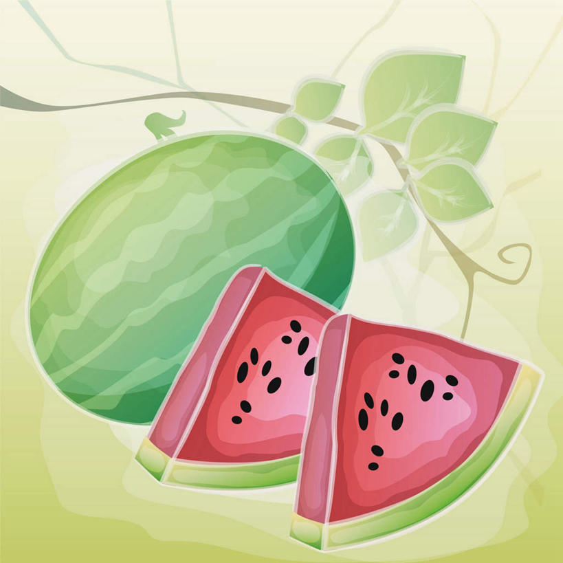 无人,方图,插画,室内,特写,白天,正面,数码,科技,植物,西瓜,水果,叶子,两片,切开,阴影,新鲜,网络,纹理,生食,食品,果实,绿叶,高光,几何,计算机图形,合成,藤,图画,画,食物,三个,红色,绿色,切,嫩叶,有机食品,绿色食品,电脑合成图,数码合成图,合成图,漫画,剖面,切面,肌理,写实,具体,具象,叶,叶片,叶脉,寒瓜,彩图