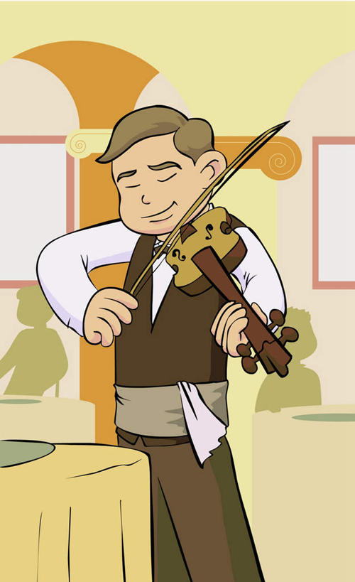 西方人,一个人,无人,站,闭眼,竖图,插画,室内,白天,正面,制服,数码,科技,餐桌,桌子,欧洲,欧洲人,仅一个男性,仅一个人,握,阴影,网络,布料,乐器,弦乐器,小提琴,高光,几何,计算机图形,拿,合成,布纹,图画,拿着,画,桌布,仅一个年轻男性,餐巾,台布,站着,握着,餐台,电脑合成图,数码合成图,合成图,弓拉弦乐器,弓拉弦鸣乐器,漫画,写实,具体,具象,男人,男性,年轻男性,白种人,闭眼睛,闭着眼,闭着眼睛,站立,半身,彩图,礼服