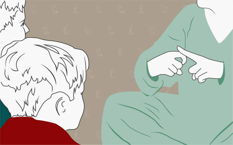 西方人,儿童,无人,三个人,伙伴,朋友,病人,坐,横图,插画,室内,白天,正面,友谊,纯洁,数码,科技,欧洲,欧洲人,阴影,棕色背景,服装,网络,高光,几何,计算机图形,合成,图画,注视,休闲装,画,小孩,衣服,观察,看,休闲,休闲服,可爱,童年,童趣,手语,服饰,观看,电脑合成图,数码合成图,察看,合成图,关注,病患,残疾,残疾人,漫画,童真,伤残,烂漫,无邪,写实,具体,具象,残障,弱势群体,哑语,语言,交流,天真,友情,男孩,男人,男性,白种人,患者,就医者,沟通,坐着,半身,彩图,男生