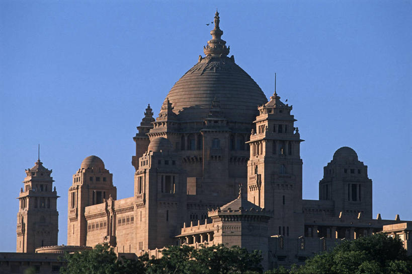 无人,宫殿,横图,室外,白天,建筑,印度,图像,蓝色,风景,地标建筑,摄影,建造,都市风光,万里无云,拉贾斯坦邦,焦特普尔,彩图,旅行