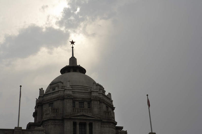 无人,银行,横图,室外,仰视,天际线,建筑,上海,屋顶,古典,外滩,低角度拍摄