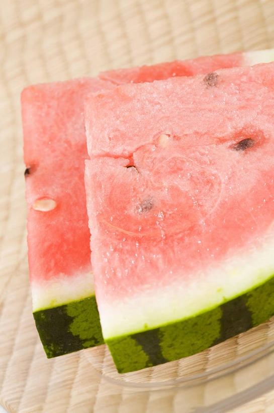 点心,无人,室内,西瓜,水果,玻璃,亚洲,透明,席子,食品,甜点,甜品,小吃,食物,糕点,盘子,甜食,夏天,彩图