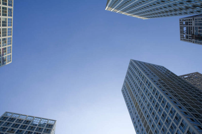 无人,横图,仰视,商务,城市,建筑,摩天大楼,北京,中国,亚洲,公寓,现代,天空,办公大楼,摄影,东亚,万里无云,彩图,低角度拍摄,北京CBD