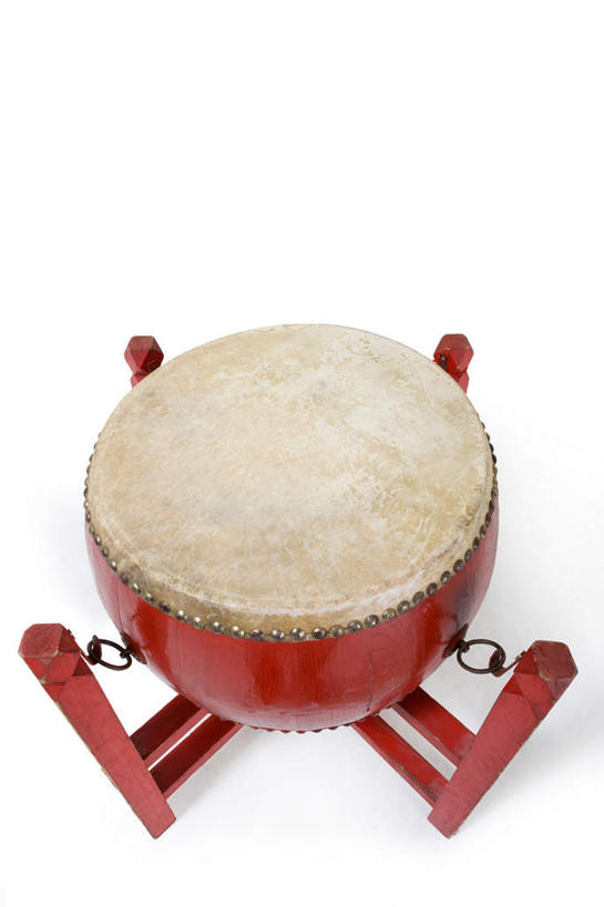 无人,横图,竖图,俯视,留白,白色背景,中国,亚洲,鼓,乐器,音乐,传统,一个,红色,单个,中国文化,东亚,彩图,高角度拍摄,影棚拍摄,大鼓,传统文化