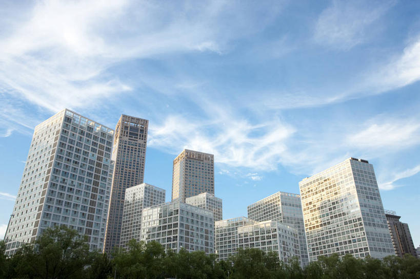 无人,横图,室外,白天,留白,正面,天际线,城市,建筑,摩天大楼,北京,中国,亚洲,云,首都,现代,树,蓝色,天空,摄影,市区,东亚,彩图,北京CBD