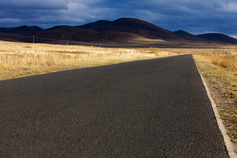 无人,横图,室外,白天,消失点,旅途,山,高速公路,路,坝上,中国,亚洲,地形,草,天空,自然,摄影,东亚,内蒙古,彩图