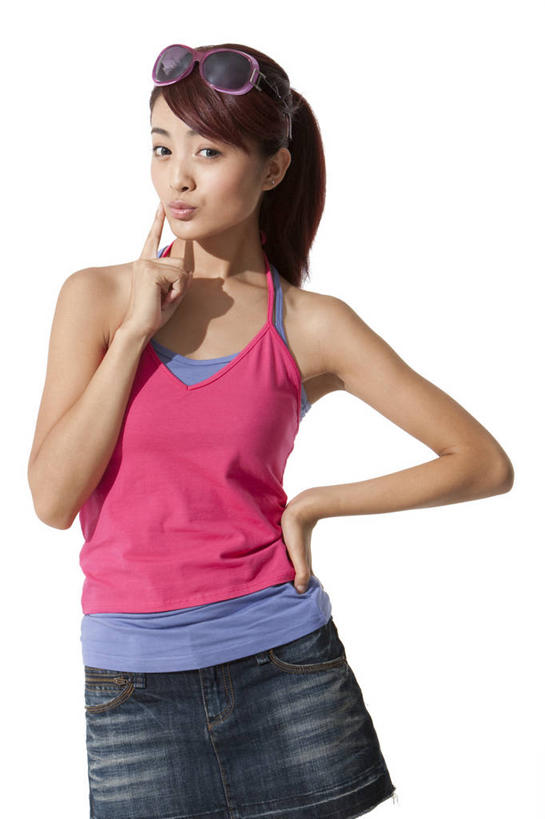 东方人,一个人,微笑,竖图,白色背景,正面,裙子,快乐,中国,亚洲,休闲装,太阳镜,夏天,叉腰,想,享乐,愉悦,东亚,年轻女性,亚洲人,中国人,年轻人,半身,彩图,影棚拍摄,好奇心