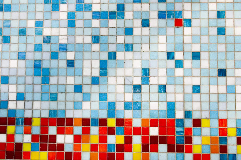 无人,横图,俯视,室外,特写,白天,一排,许多,花纹,整齐,马赛克,图案,墙,墙壁,墙面,排列,颜色,五颜六色,队列,五彩缤纷,彩图,高角度拍摄