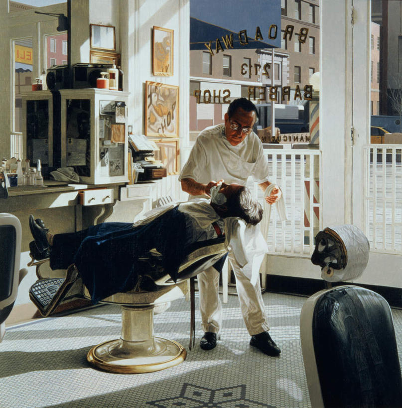 西方人,无人,两个人,理发师,站,坐,躺,竖图,室内,白天,正面,绘画,椅子,油画,欧洲,非洲,黑人,欧洲人,握,阴影,服装,艺术,光线,剃须刀,影子,古典,拿,拿着,注视,休闲装,文化,座椅,衣服,蓝色,蓝天,天空,阳光,工艺品,天,观察,看,品味,清洁,站着,休闲,休闲服,护理,握着,服饰,晴朗,观看,剃须膏,美术,察看,高雅,关注,剃须,剃须泡沫,剃须啫喱,万里无云,美学,仪容,升降椅,刮胡泡,刮胡啫喱,剃须沫,剃须泡,卧着,仪表,男人,男性,中年男性,白种人,非洲人,晴空,晴空万里,躺着,卧,站立,坐着,彩图,全身