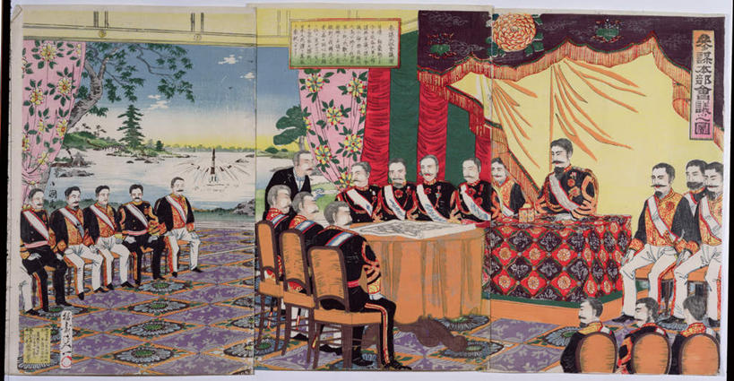 西方人,背部,无人,坐,说,横图,室内,白天,正面,制服,讨论,绘画,植物,窗帘,桌子,帽子,椅子,油画,欧洲,欧洲人,谈判,阴影,艺术,装饰,光线,布料,材料,档案,文件,影子,云,云朵,许多人,古典,云彩,布纹,文化,桌布,树,树木,衣服,蓝色,绿色,白云,蓝天,天空,阳光,自然,帘子,餐巾,资料,工艺品,台布,天,品味,一群人,遮阳,军帽,生长,晴朗,成长,军人,华丽,修饰,美术,点缀,军装,高雅,文档,军服,美学,衬托,美观,雅致,雅观,会商,会谈,交涉,商洽,构和,交流,男人,男性,中年男性,白种人,晴空,沟通,讲话,交谈,商讨,说话,谈话,坐着,半身,彩图