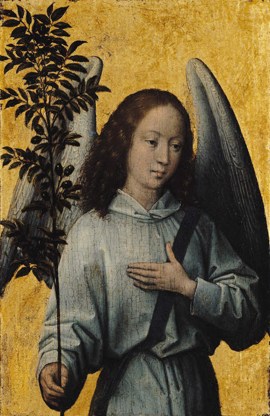 西方人,一个人,无人,站,竖图,室内,白天,正面,民族服装,绘画,植物,油画,欧洲,欧洲人,仅一个女性,仅一个人,天使,握,艺术,翅膀,枝条,古典,拿,拿着,注视,文化,树,树木,树枝,工艺品,观察,看,品味,站着,仅一个中年女性,橄榄枝,握着,观看,美术,察看,高雅,神圣,关注,善良,信徒,美学,使者,虬枝,枝杈,圣洁,女人,女性,中年女性,白种人,站立,半身,彩图,传统服装,民俗服