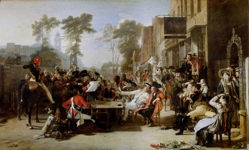 西方人,无人,家,站,坐,横图,室内,白天,正面,制服,绘画,竞争,植物,马,野生动物,油画,欧洲,欧洲人,对抗,阴影,服装,艺术,冲突,光线,影子,房屋,屋子,许多人,古典,注视,文化,楼房,住宅,树,树木,衣服,蓝色,绿色,蓝天,天空,阳光,自然,动物,工艺品,天,观察,看,品味,站着,一群人,运输,服饰,牲畜,生长,晴朗,成长,观看,军人,美术,察看,军装,高雅,衣着,穿着,对立,关注,矛盾,军服,部队,军队,万里无云,美学,敌对,挫败,斗争,抗拒,抗衡,衣饰,男人,男性,女人,女性,中年男性,中年女性,白种人,晴空,晴空万里,站立,坐着,彩图,全身,房子,戎行