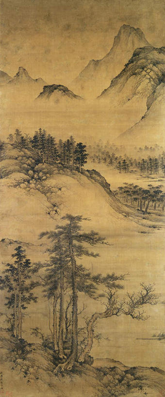 无人,竖图,室内,白天,正面,绘画,石头,森林,山,山脉,树林,植物,艺术,石子,山顶,山峰,山峦,古典,文化,树,树木,绿色,自然,工艺品,群山,品味,生长,成长,美术,高雅,沉积岩,美学,颠峰,极峰,水成岩,石块,岩石,彩图