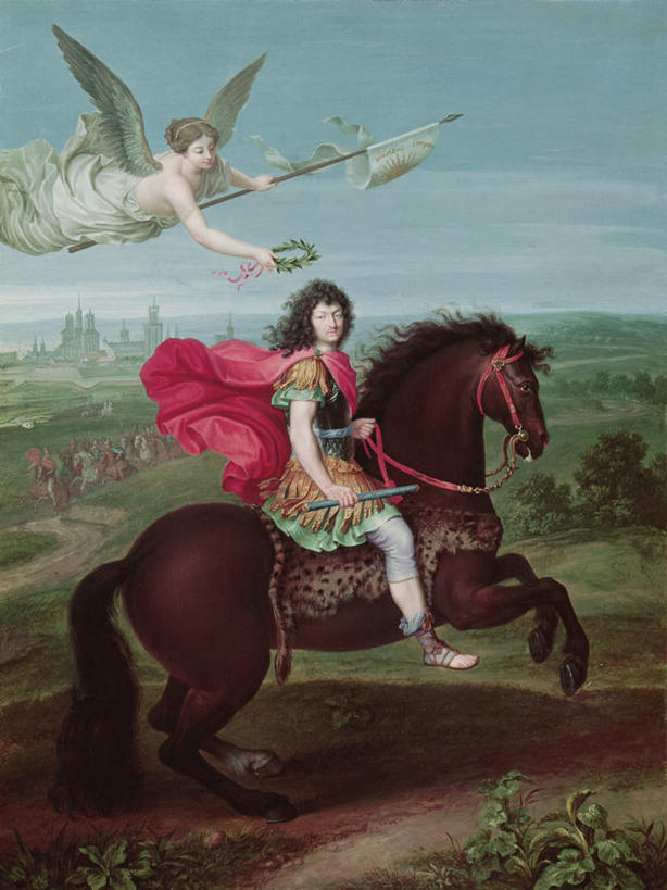 西方人,一个人,无人,坐,竖图,室内,白天,正面,民族服装,绘画,草地,草坪,植物,马,野生动物,油画,欧洲,欧洲人,仅一个男性,仅一个人,仅一个中年男性,天使,骑马,阴影,服装,艺术,光线,翅膀,影子,云,云朵,古典,云彩,注视,文化,草,树,树木,衣服,蓝色,绿色,白云,蓝天,天空,阳光,自然,动物,工艺品,天,观察,看,品味,运输,服饰,牲畜,生长,晴朗,成长,观看,美术,察看,高雅,神圣,衣着,穿着,关注,善良,信徒,美学,使者,衣饰,路易十四,太阳王,法国国王,圣洁,男人,男性,中年男性,白种人,晴空,坐着,彩图,全身,传统服装,民俗服