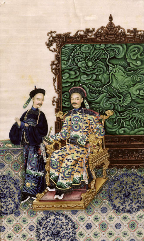 东方人,无人,两个人,站,坐,竖图,室内,白天,正面,民族服装,绘画,椅子,亚洲,握,服装,艺术,木椅,古典,拿,拿着,注视,黄种人,文化,传统,衣服,工艺品,观察,看,品味,站着,握着,服饰,观看,皇帝,古装,美术,权威,察看,高雅,衣着,大臣,穿着,高贵,关注,美学,权力,统治,韵味,权势,衣饰,天子,九五之尊,圣上,统治者,陛下,官家,势力,男人,男性,中年男性,亚洲人,站立,坐着,彩图,全身,传统服装,民俗服