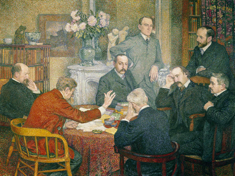 西方人,背部,无人,伙伴,朋友,商务人士,商务男性,站,坐,说,横图,室内,白天,正面,衬衫,讨论,绘画,友谊,合作,团队,桌子,花瓶,椅子,油画,欧洲,欧洲人,撑,套装,艺术,盛开,笔,材料,档案,文件,木椅,墙,办公用品,信,许多人,古典,花蕾,托腮,注视,文化,墙壁,墙面,玻璃制品,文具,花,花瓣,花朵,鲜花,玻璃瓶,瓶子,学习用品,资料,工艺品,花苞,花蕊,观察,看,品味,托,站着,一群人,思考,战略,搭,观看,羽毛笔,文具用品,美术,察看,高雅,搭着,关注,托下巴,文档,商务装,工薪阶层,美学,联合,合谋,思虑,交流,配合,协作,男人,男性,中年男性,白种人,白领,上班族,沟通,讲话,交谈,商讨,说话,谈话,站立,坐着,半身,彩图,衬衣