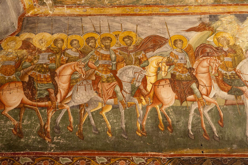 西方人,无人,教堂,坐,横图,室内,白天,正面,民族服装,旅游,度假,绘画,标志建筑,地标,建筑,马,野生动物,欧洲,罗马尼亚,欧洲人,士兵,节日,艺术,装饰,墙,许多人,注视,文化,娱乐,建设,壁画,墙壁,墙面,动物,观察,看,祈祷,一群人,享受,休闲,健康,旅游胜地,放松,许愿,运输,宗教,牲畜,信仰,观看,纪念,华丽,修饰,祈求,点缀,察看,基督教,关注,天主教,信念,东欧,衬托,美观,雅致,雅观,兵士,苏恰瓦,苏恰瓦县,平安,男人,男性,中年男性,白种人,画画,坐着,彩图,全身,传统服装,民俗服,大教堂,礼拜堂