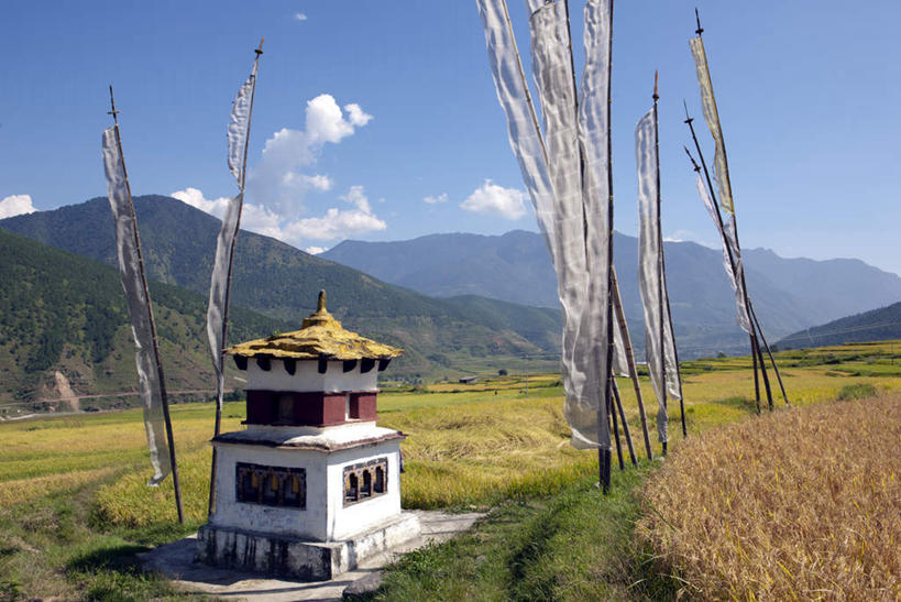 无人,寺庙,横图,室外,白天,正面,旅游,度假,草地,草坪,山,山脉,植物,标志建筑,地标,建筑,不丹,亚洲,阴影,光线,影子,山峰,云,云朵,塔,山峦,云彩,娱乐,建设,宝塔,草,树,树木,蓝色,绿色,白云,蓝天,天空,阳光,自然,庙宇,群山,天,享受,休闲,旅游胜地,放松,生长,晴朗,成长,南亚,浮图,浮屠,不丹王国,晴空,彩图,庙,寺