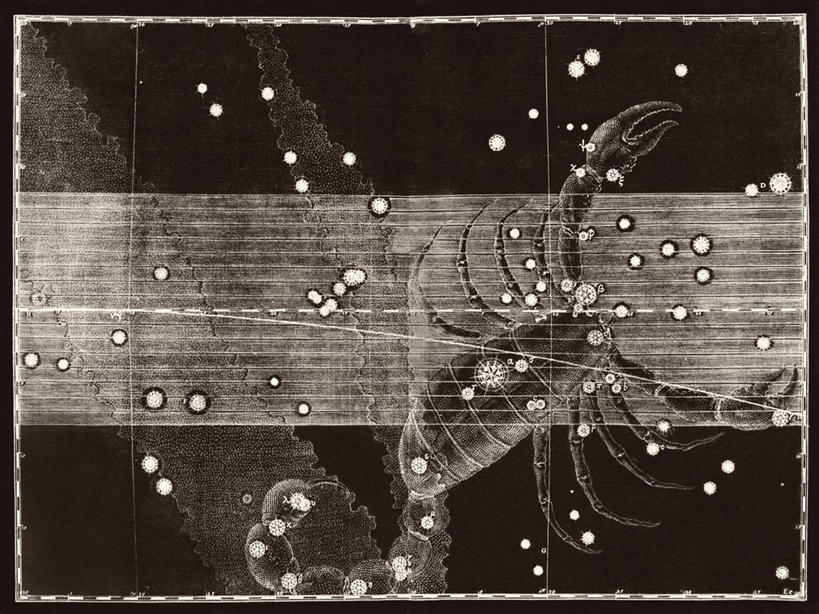 无人,横图,黑白,地图,科学,星星,摄影,星座,手艺,天文学,天蝎座,雕刻术