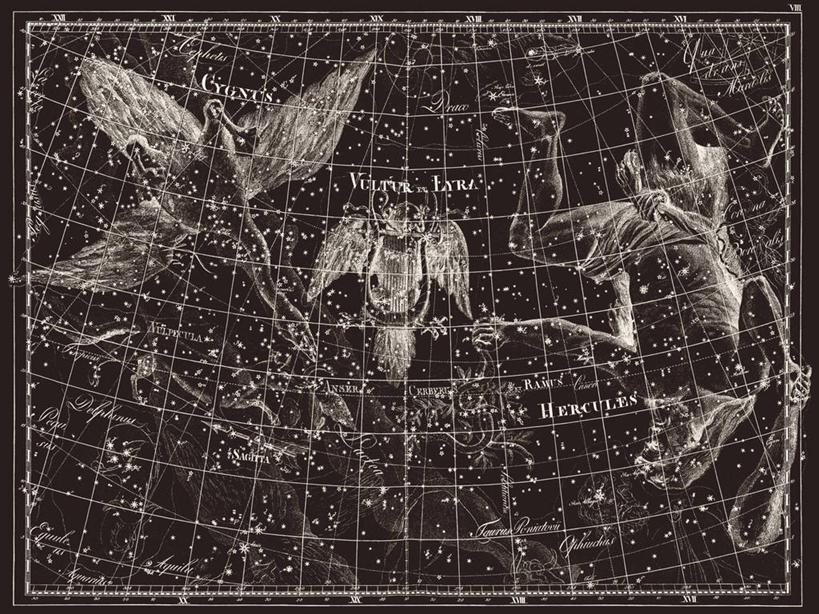 无人,横图,黑白,天鹅,地图,科学,星星,摄影,星座,手艺,天文学,大力神,拉丁文,雕刻术