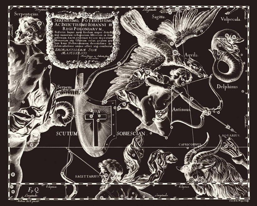 无人,横图,黑白,鹰,地图,科学,星星,摄影,星座,手艺,天文学,拉丁文,雕刻术