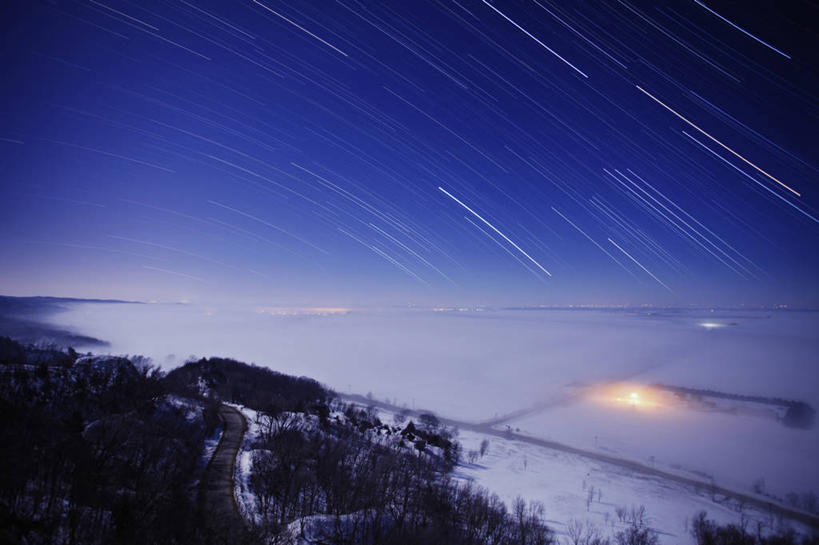 无人,横图,室外,夜晚,雪,雾,美国,科学,星星,冬天,天气,摄影,气象学,彩图,爱荷华