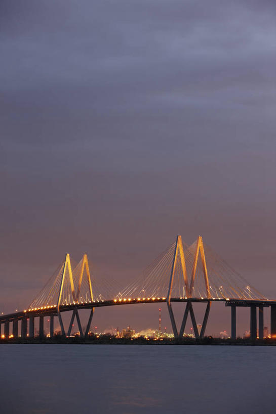 无人,竖图,室外,夜晚,美国,堆叠,光,斜拉桥,桥,运输,摄影,照亮,金属丝,德克萨斯,物理学,彩图,海湾镇