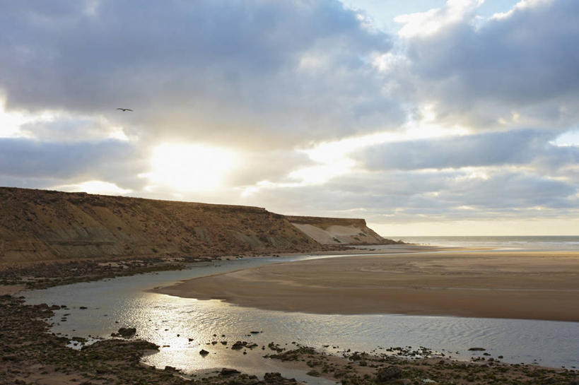 无人,横图,室外,白天,海洋,河流,日落,非洲,摩洛哥,悬崖,大西洋,摄影,北非,撒哈拉沙漠,彩图,旅行,动物行为,河口