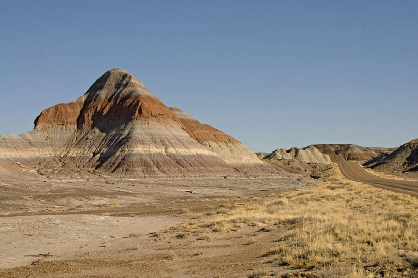 无人,横图,室外,留白,沙漠,山,美国,科学,地形,风景,摄影,亚利桑那,粘土,国家公园,地质学,沙岩,石化森林国家公园,彩图