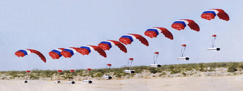 无人,横图,全景,室外,白天,多次曝光,技术,降落伞,美国,着陆,数码合成,摄影,飞行器,工程,加利福尼亚,科学实验,美国宇航局,彩图,爱德华兹空军基地