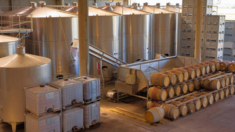 葡萄酒,无人,横图,室内,白天,农业,智利,不锈钢,鼓,酒类,葡萄园,酒,饮料,南美,摄影,橡树,化学反应,熔锅,彩图